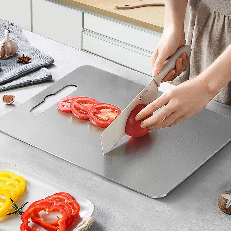 Tchrules 2Pack Stainless Steel Cutting Boards, Metal Cutting Boards for Kitchen, Chopping Board for Meat,Fruit, Vegetables,Dishwasher Safe