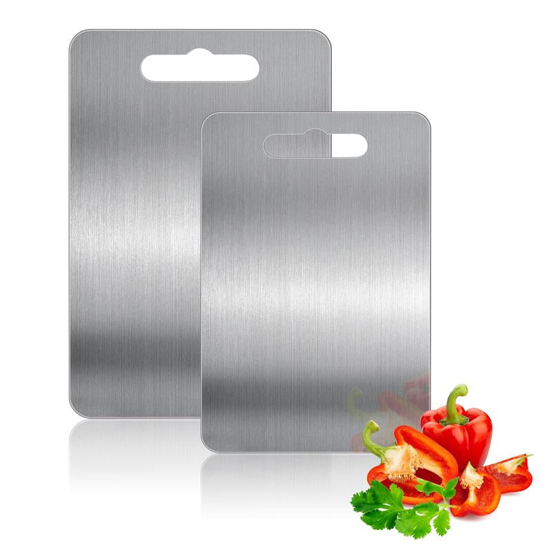 Tchrules 2Pack Stainless Steel Cutting Boards, Metal Cutting Boards for Kitchen, Chopping Board for Meat,Fruit, Vegetables,Dishwasher Safe