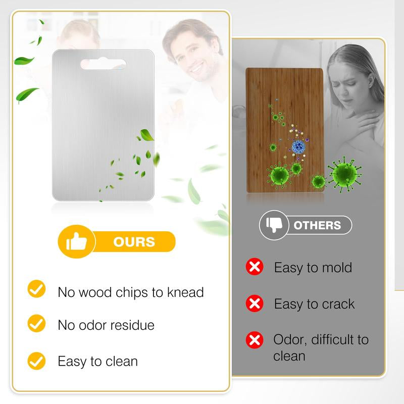 Tchrules 2Pack Stainless Steel Cutting Boards, Metal Cutting Boards for Kitchen, Chopping Board for Meat,Fruit, Vegetables,Dishwasher Safe