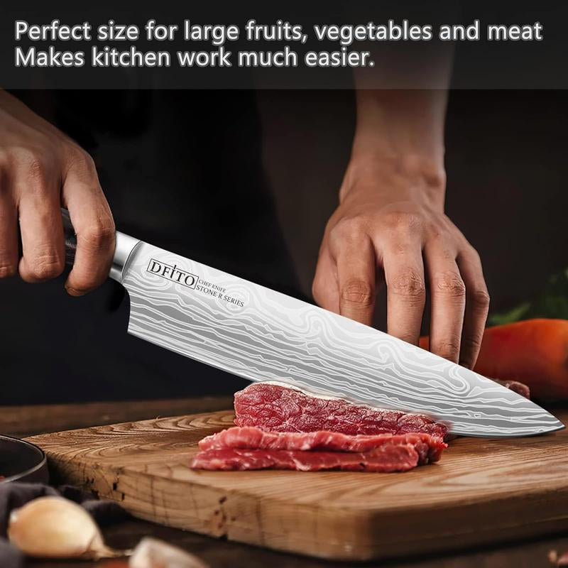 2 Pieces Kitchen Chef Knife Set 8" Chef Knife, 7" Santoku Knife for Meat Fruit Vegetable, High Carbon Stainless Steel Ultra Sharp, Forged Blade