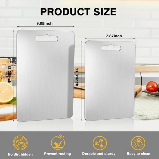 Tchrules 2Pack Stainless Steel Cutting Boards, Metal Cutting Boards for Kitchen, Chopping Board for Meat,Fruit, Vegetables,Dishwasher Safe