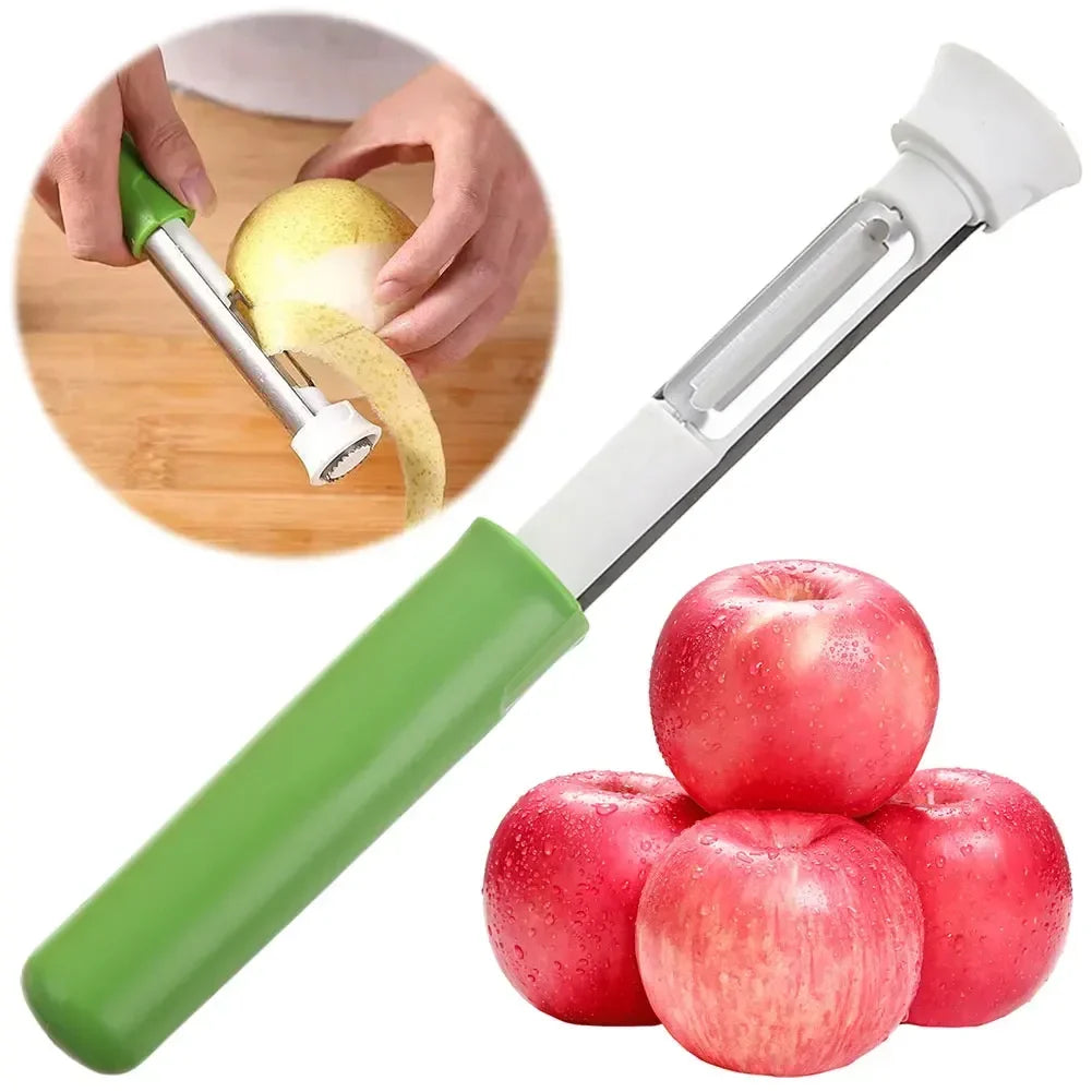 2025 New 2 in 1 Apple Peeler Telescopic Stainless Steel Apple Core Remover Fruit Corer Apple Seed Remover Kitchen Gadgets Tool