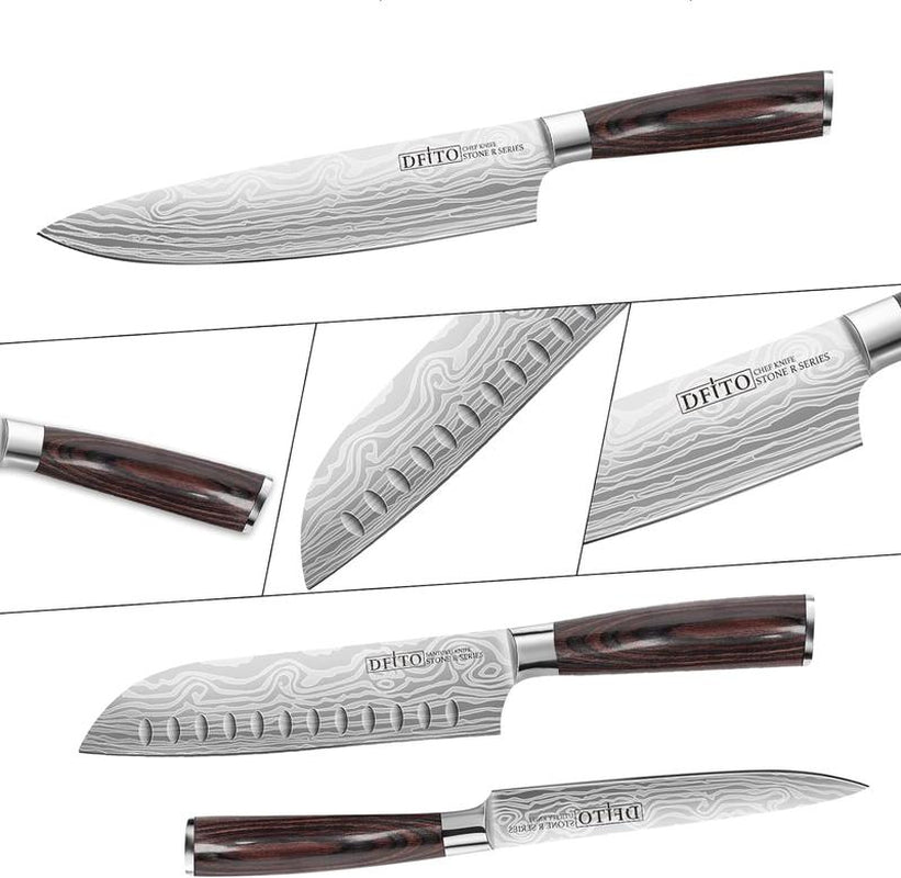 2 Pieces Kitchen Chef Knife Set 8" Chef Knife, 7" Santoku Knife for Meat Fruit Vegetable, High Carbon Stainless Steel Ultra Sharp, Forged Blade