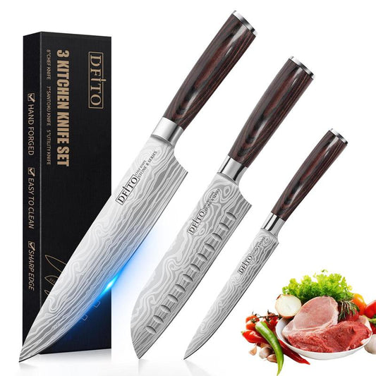 2 Pieces Kitchen Chef Knife Set 8" Chef Knife, 7" Santoku Knife for Meat Fruit Vegetable, High Carbon Stainless Steel Ultra Sharp, Forged Blade
