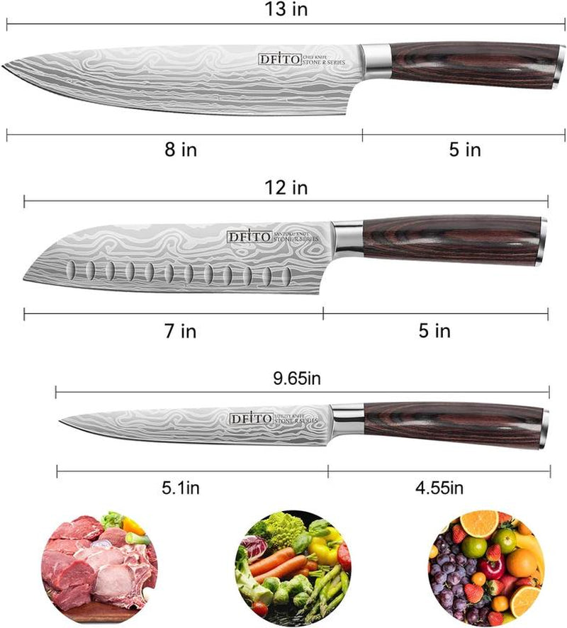 2 Pieces Kitchen Chef Knife Set 8" Chef Knife, 7" Santoku Knife for Meat Fruit Vegetable, High Carbon Stainless Steel Ultra Sharp, Forged Blade