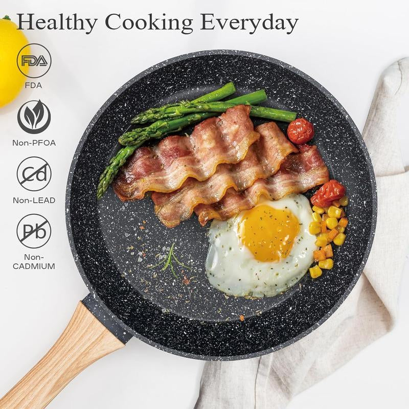 17Pcs Pots and Pans Set Non Stick Kitchen Cookware Sets Induction Cookware Nonstick Granite Cooking Set with Frying Pans, Saucepans, Steamer